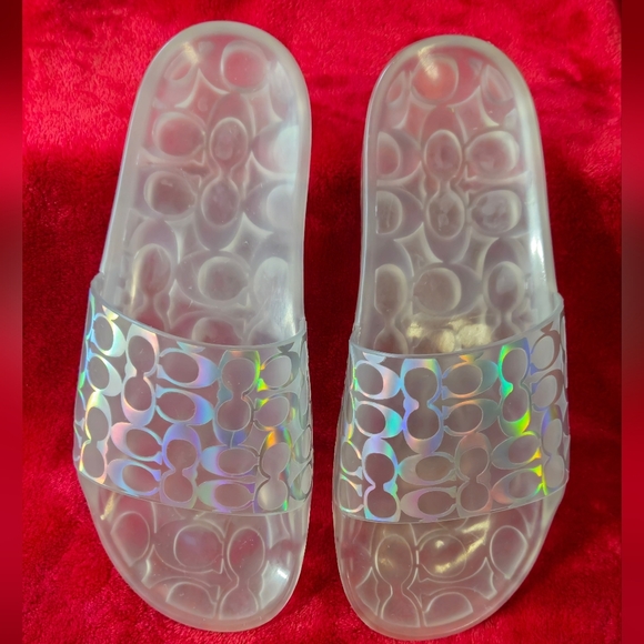 Coach Ugo Signature Clear/Iridescent Rubber Slides -Size 7 - Picture 2 of 7